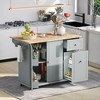 Kitchen Island with Drop Leaf, 53.9" Kitchen Island Cart on Wheels, Rolling Kitchen Cart Table with 2 Drawers for Dining Room Kitchen - 2 of 4