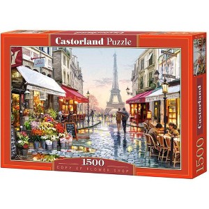 1500 Piece Jigsaw Puzzle, Flower Shop, Street of Paris, France, Eiffel Tower, Adult Puzzles, Castorland C-151288-2 - 1 of 4