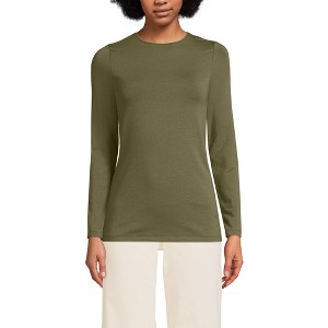 Lands' End Women's Plus Size Lightweight Jersey Skimming Long Sleeve Crew Neck T-shirt - 1 of 3