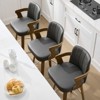Bekrvio 26" Swivel Counter Height Bar Stools Set of 1/2/3/4,Faux Leather Upholstered Bar Chairs with Back & Arm for Kitchen Island,Black - 4 of 4
