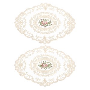 Unique Bargains Retro Lace Embroidered Polyester Placemat 2 Pcs - 1 of 4
