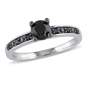 EVERLY JEWELRY | Sterling Silver 4/5 CT TW Black Diamond Engagement Ring Black Rhodium Plated - 1 of 4