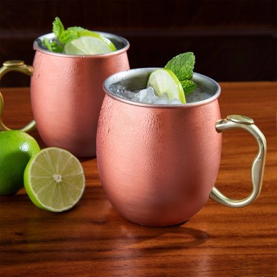 Copper Plated 20oz Moscow Mule Mugs with Brass Handles - Set of 2