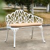 Long Chair Outdoor With Cushion, Patio Benches Metal, Garden Benches For Outdoor With Floral Rose-Cuddlewood - 2 of 4