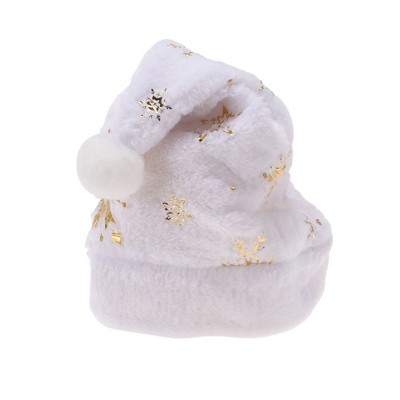 Unique Bargains Christmas Hat Snowflakes Plush White Gold Tone 11.81"x16.93" 1 Pc
