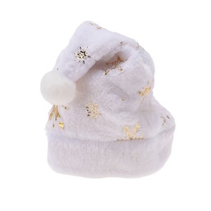Unique Bargains Christmas Hat Snowflakes Plush White Gold Tone 11.81"x16.93" 1 Pc - 1 of 4