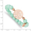 Chisel Stainless Steel Rose IP-plated Tree of Life 8mm Green Dyed Jade Beaded Stretch Bracelet - 4 of 4