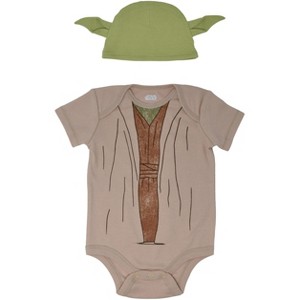 Star Wars The Child Baby Cosplay Bodysuit and Hat Set Newborn to Infant - 1 of 4