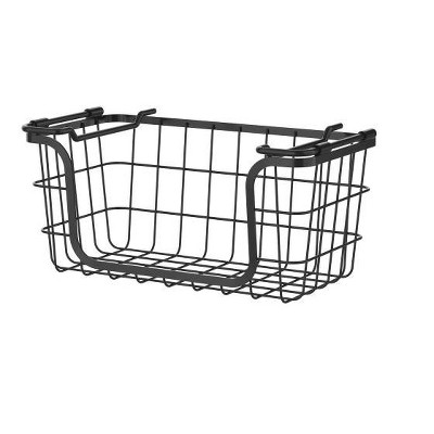 Modern Black Metal Wire 3-Piece Stackable Storage Basket Set
