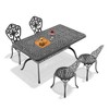 5-Piece Patio Set: Rectangle Table & 4 Chairs - Cast Aluminum, All-Weather/Umbrella Hole & Adjustable Legs for Balcony/Backyard - 4 of 4
