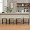 Bar Stools Set of 2, 24'' Counter Height Stools Saddle Stools with Metal Leg, Faux Leather Modern Kitchen Barstools(set of 2)-Hyleory - 4 of 4