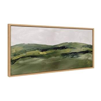 18" x 40" Sylvie Green Mountain Landscape Framed Canvas by Amy Lighthall Natural - Kate & Laurel All Things Decor