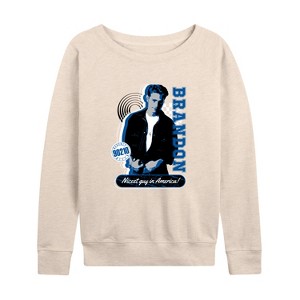 Women's - Beverly Hills 90210 - Brandon Nicest Guy In America Lightweight French Terry Wide Neck Long Sleeve Shirt - 1 of 4