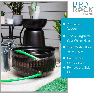 Distressed Bronze Steel Water Hose Pot with Removable Post