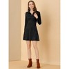 INSPIRE CHIC Women's Regular Fit Faux Suede Lapel Neck Long Sleeve Elegant A-Line Mini Dress - 3 of 4