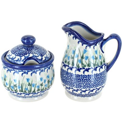 Blue Rose Polish Pottery Misty Cream & Sugar Set