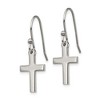 Chisel Stainless Steel Polished Cross Dangle Earrings Shepherd Hook - 2 of 3