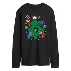 Men's - Marvel - Xmas Sketch Long Sleeve Graphic T-Shirt - 1 of 3
