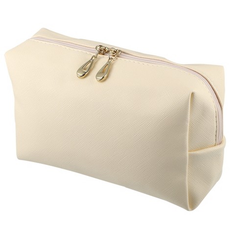 Unique Bargains Pu Leather Waterproof Makeup Bag Cosmetic Case Makeup Bag  For Lady S Size Beige 1 Pcs : Target