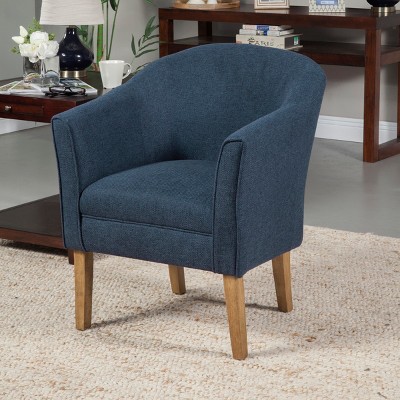 Navy Blue Modern Barrel Wooden Accent Chair