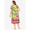Only Necessities Women's Plus Size Short Print Shirred Lounger - 3 of 4