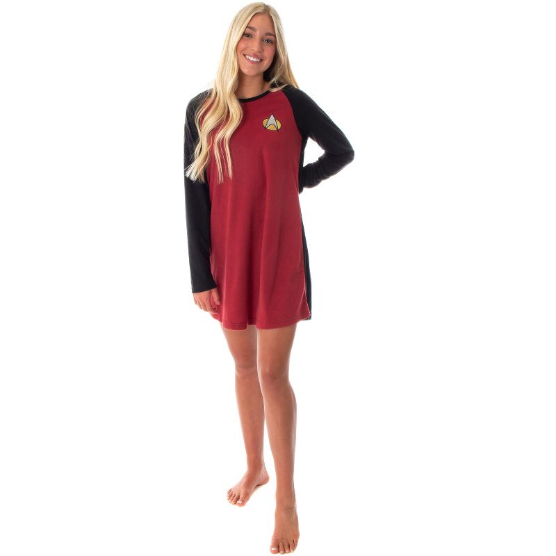 Star Trek Next Generation Women's Juniors Picard Raglan Nightgown Sleep Shirt, 4 of 7