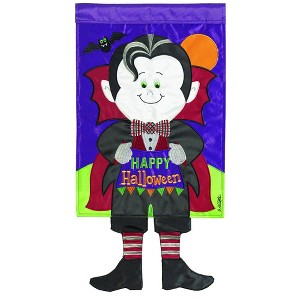 Happy Halloween Purple and Black 13 X 19 Polyester Outdoor Hanging Garden Flag - 1 of 2