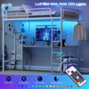 WOWLIVE Twin Size Loft Bed with Desk, Metal Frame Loft Bed with 2 Storage Drawers, LED Light and Charging Station - 3 of 4