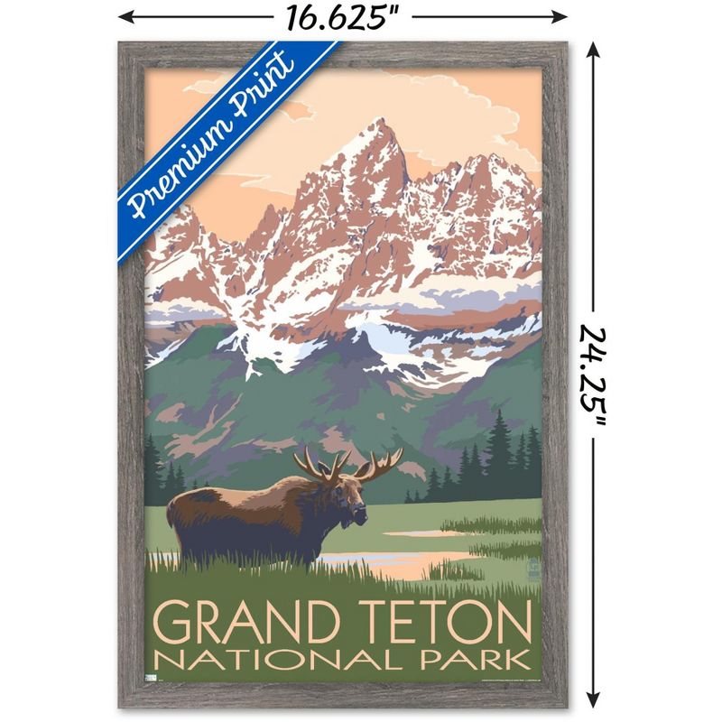 Trends International Lantern Press - Grand Teton Moose & Mountains Framed Wall Poster Prints, 3 of 7