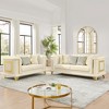 69" Velvet Loveseat Luxury Sofa with Gold Stainless Steel Trims and Embroidered Texture, Mid Century Modern Victorian Tufted Couch - 3 of 4