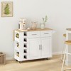 46.46"Multi-Functional Kitchen Island Cart with 2 Door Cabinet and Two Drawers,Spice Rack, (White) - 4 of 4