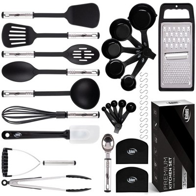 Kaluns Kitchen Utensils Set, 35 Piece Nylon and Stainless Steel Cooking Utensils, Dishwasher Safe and Heat Resistant Kitchen Tools, Black