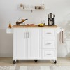 53.78"Kitchen Island with Drop Leaf Countertop, Rolling Kitchen Island Cart , Barn Door Kitchen Island Table - 4 of 4
