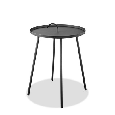 Whiteline Modern Living ST1604-GRY Jett Contemporary Indoor/Outdoor Side Table in Gray Aluminum Steel Base with Handle on Top