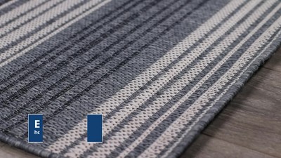 Charcoal Round Flat Woven Synthetic Indoor/Outdoor Rug