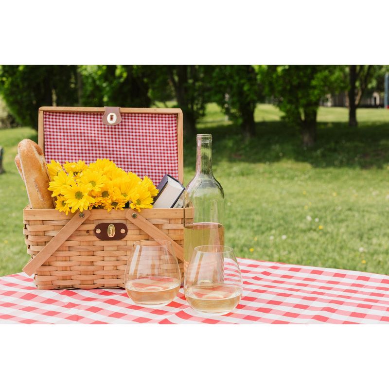 Vintiquewise Picnic Basket Gingham Lined with Folding Handles, 3 of 10