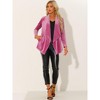 INSPIRE CHIC Women's Shawl Collar Pocket Open Front Velvet Cardigan - 3 of 4