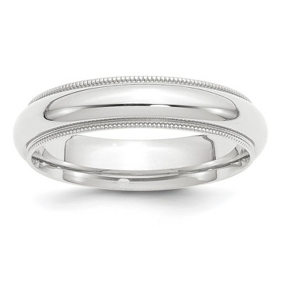Black Bow Jewelry 4mm to 6mm Platinum Milgrain Edge Domed Comfort Fit Band