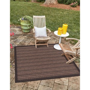 Unique Loom    Outdoor Border Checkered Area Rug - 1 of 4