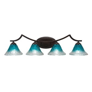 Toltec Lighting Zilo 4 - Light Vanity in  Dark Granite with 7" Teal Crystal Shade - 1 of 1