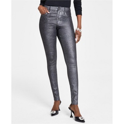 I.N.C International Concepts Womens Metallic Skinny Fit Jeans, Metallic, 10