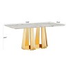 70 Inch Modern Design Dining Table, Rectangular Dining Table for 6 People, Faux Marble Table Top with Stainless Steel Base-Cuddlewood - 4 of 4