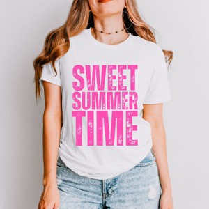 Simply Sage Market Sweet Summer Time Block Distressed Short Sleeve Tee - 1 of 4