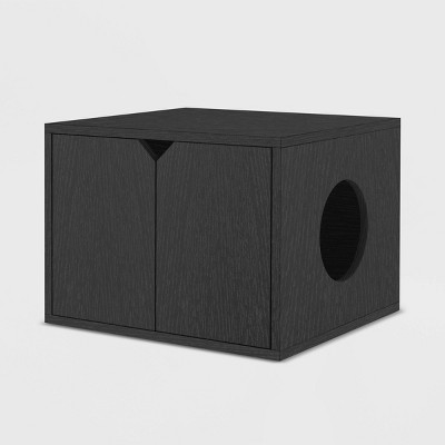 Way Basics Eco Modern Cat Litter Box Enclosure with Side Hole - Black Wood Grain
