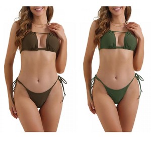 INSPIRE CHIC Women's Halter Push-Up Bikini Sets Tie Side Triangle Bottoms Swimwear Bathing Suits 2 Sets - 1 of 4