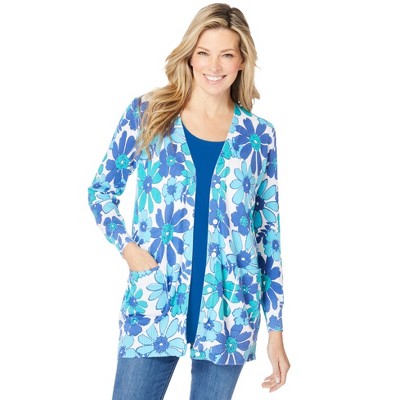 Woman Within Women's Plus Size Perfect Longer-Length Cotton Cardigan