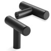 Cauldham Solid Stainless Steel Euro Cabinet Pull T Handle Matte Black 2" - 10 Pack - 2 of 4