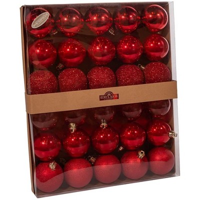 Kurt Adler Shatterproof Christmas Tree Ornaments, Multi-finished Red Balls, 2.5" (30-Count)