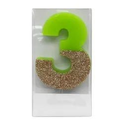 "3" Glitter Candle Green/Gold - Spritz™
