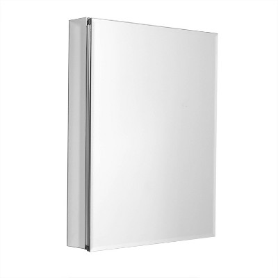 24" Aluminum Single Door Medicine Cabinet - Zenna Home: Beveled Mirror, 3 Shelves, Wall Mount